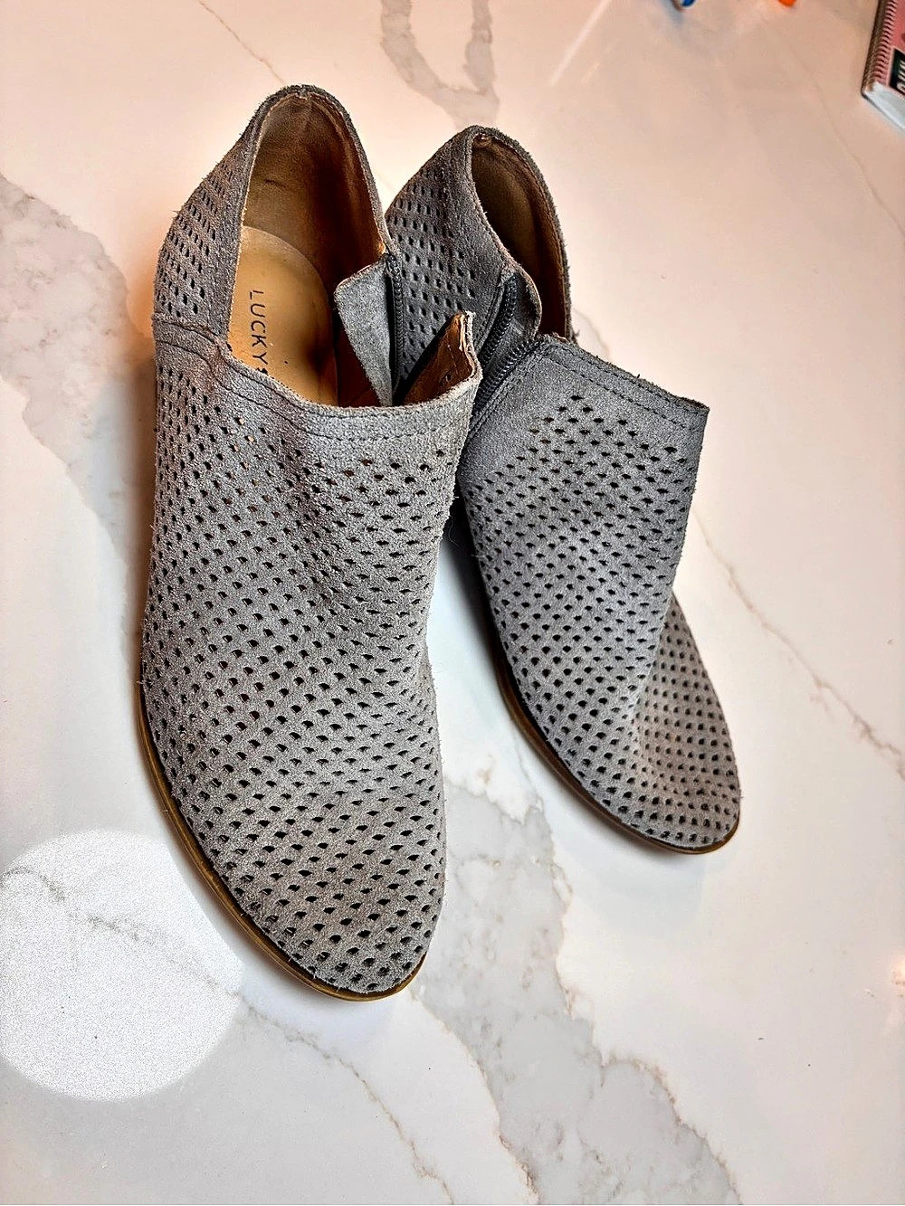Lucky Brand Perforated Flats in Gray